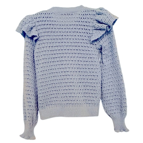 Chic Ruffled Knit Sweater in Blue Size XS - Picture 2 of 4